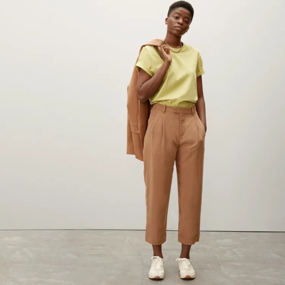 NEW Everlane “The Put-Together Pleat Pant”. Size 00 / Color Toasted Coconut.